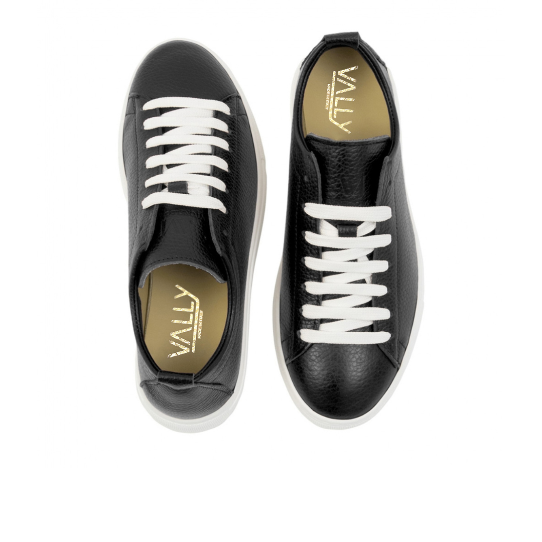 VALLY® - SNEAKERS IN VERA PELLE NERA PERSONALIZZABILE