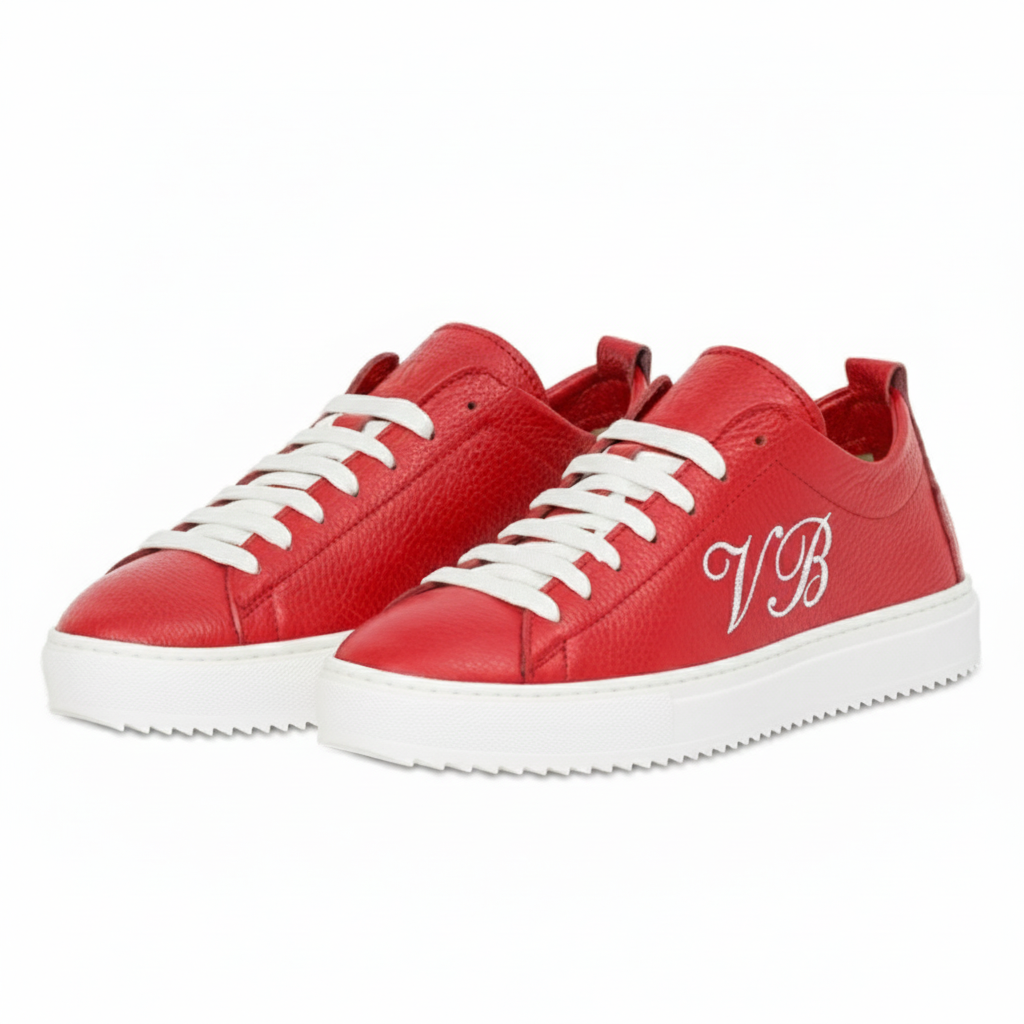 VALLY® - SNEAKERS IN VERA PELLE ROSSA PERSONALIZZABILE