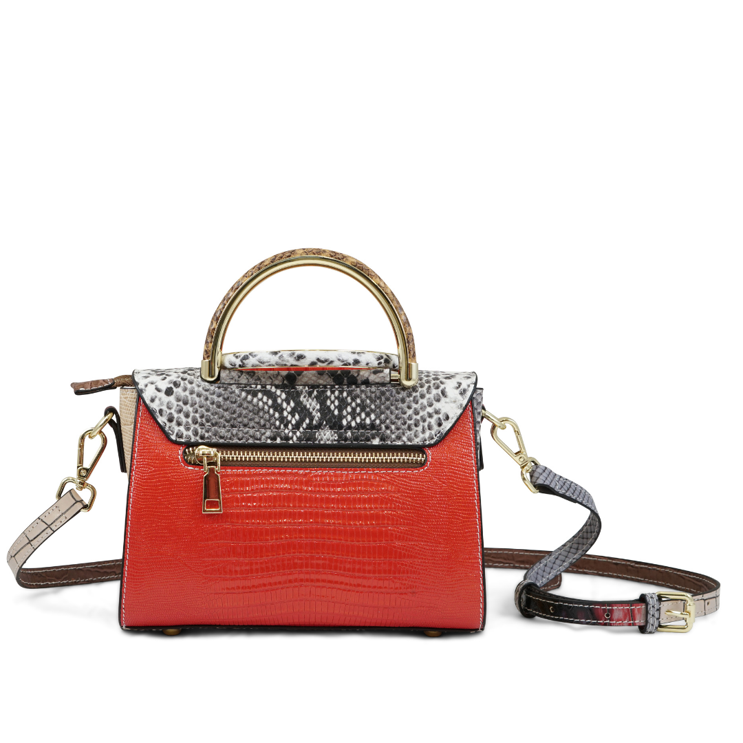 MINERVA IN PELLE DI VITELLO INTAGLIATO EFFETTO COCCO E PITONE