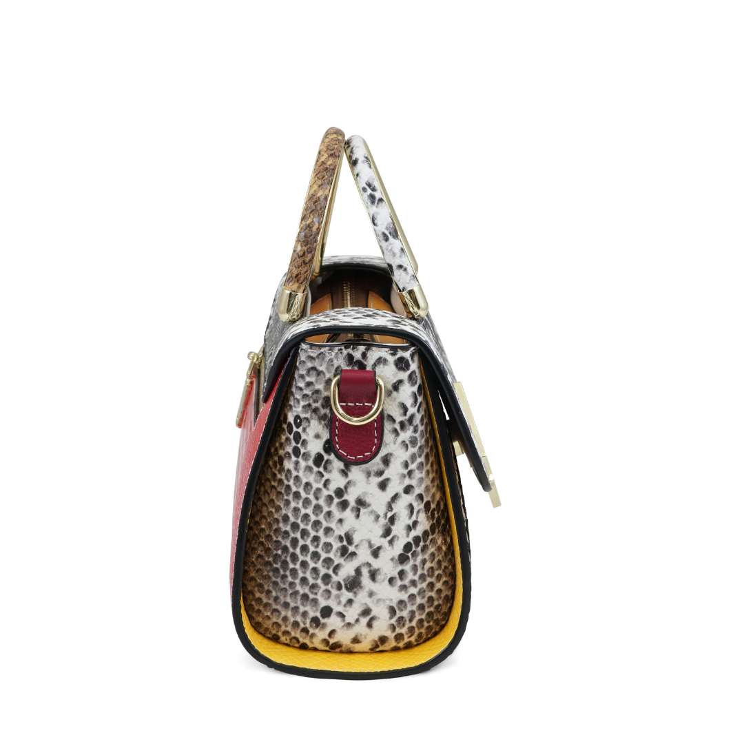 MINERVA IN PELLE DI VITELLO INTAGLIATO EFFETTO COCCO E PITONE