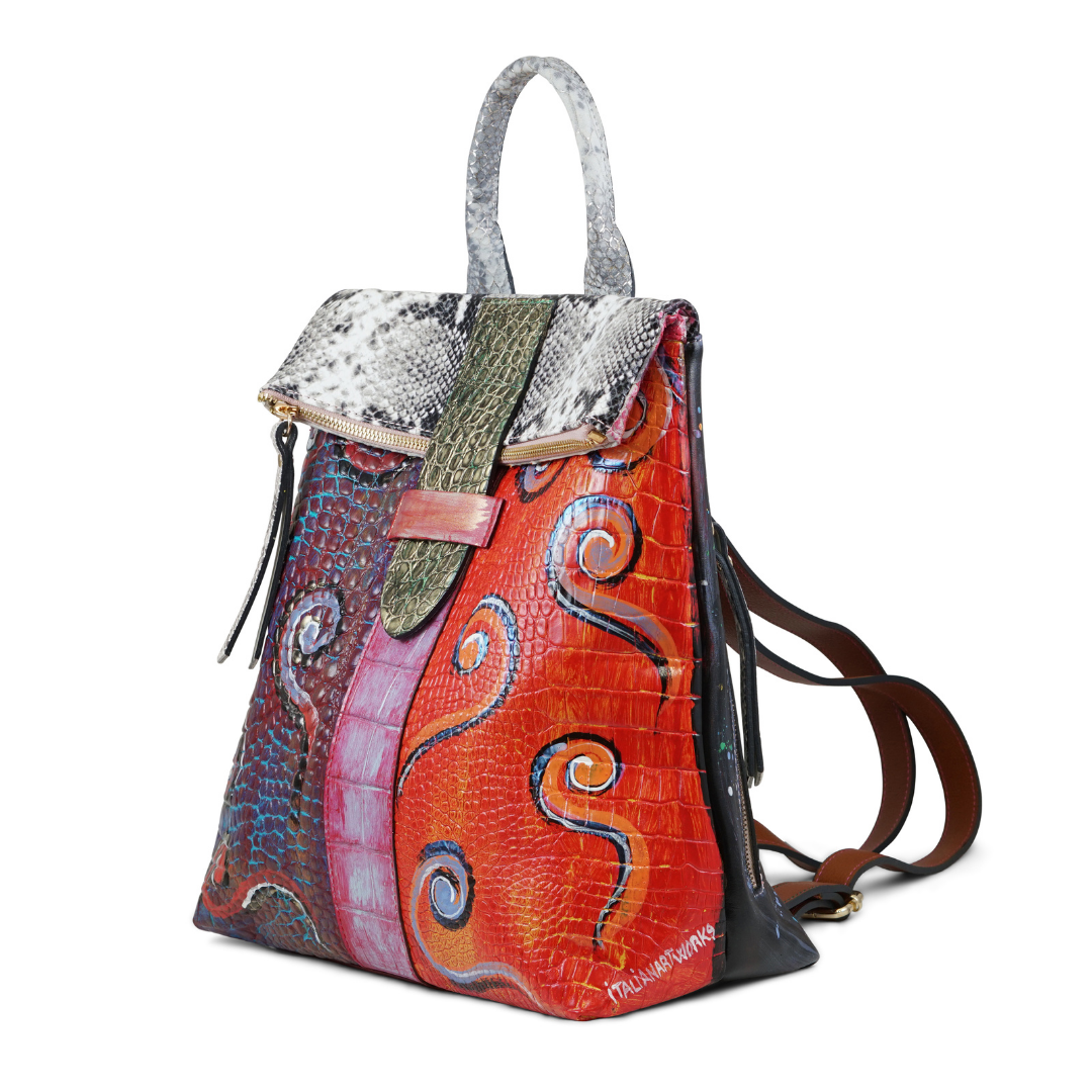 SISSY ZAINO IN PELLE DIPINTO A MANO