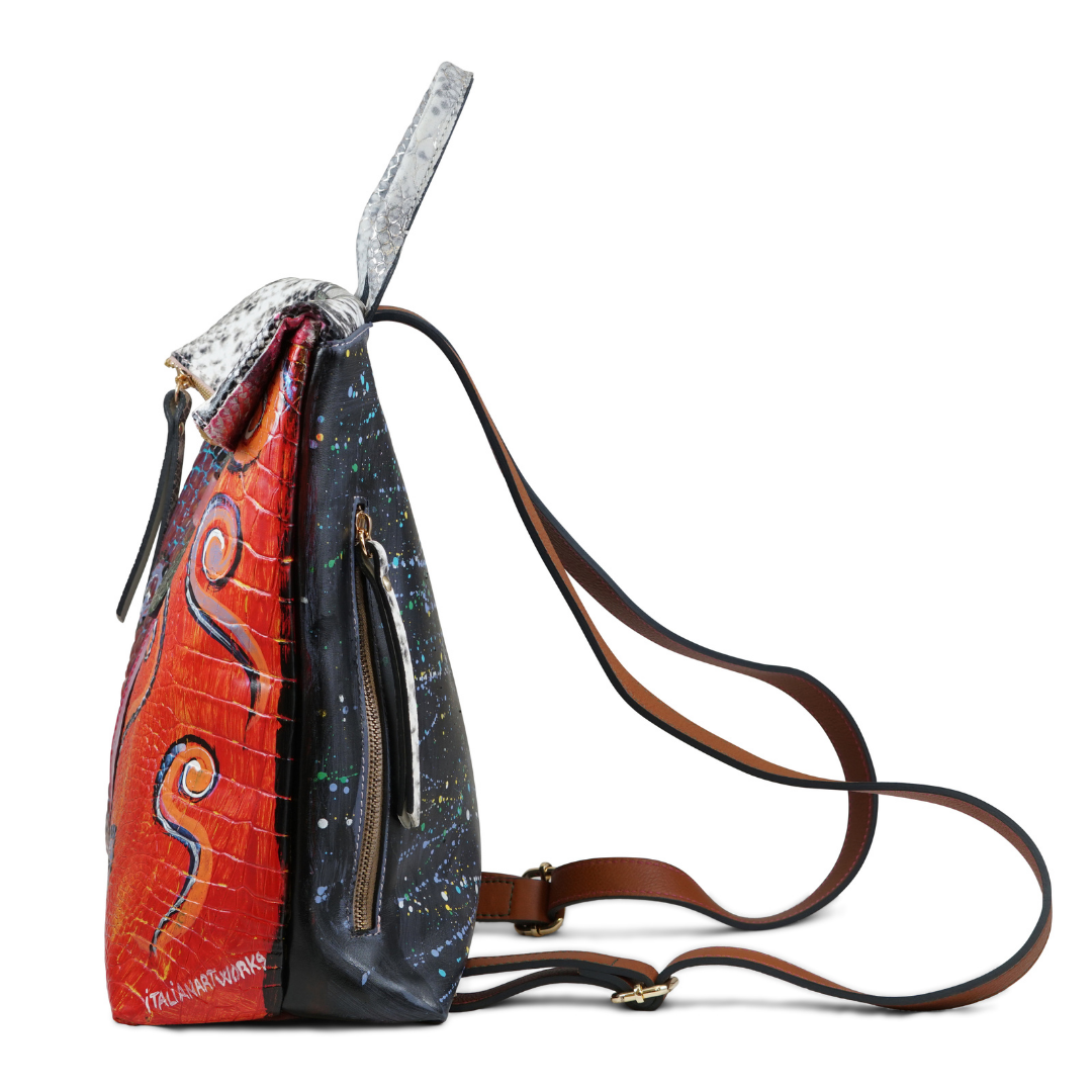 SISSY ZAINO IN PELLE DIPINTO A MANO