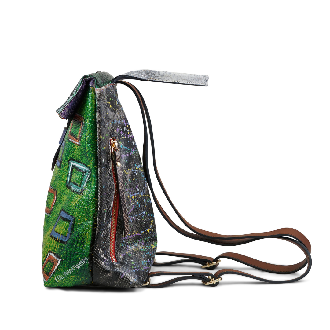 SISSY ZAINO IN PELLE DIPINTO A MANO