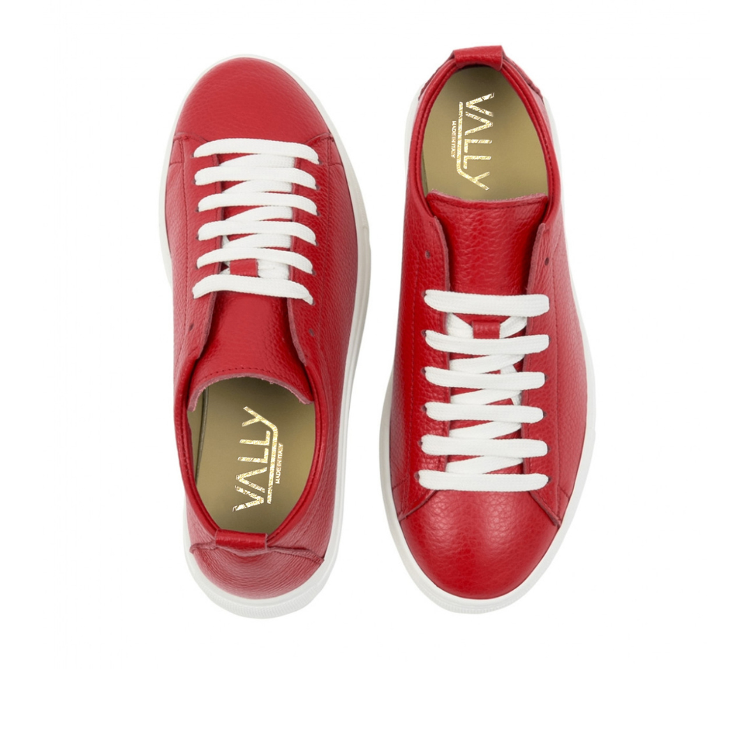 VALLY® - SNEAKERS IN VERA PELLE ROSSA PERSONALIZZABILE